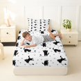 thumbnail image 3 of Manfei Kawaii Kitten Twin Fitted Sheet, Cute Cartoon Animal Bedding, Black White, 2 Pieces, 1 Fitted Sheet and 1 Pillowcase, 3 of 6