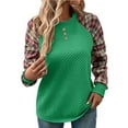 thumbnail image 2 of Shirts for Women, Womens Waffle Plaid Casual Long Sleeve Crewneck Sweatshirt Oversized Loose Fall Pullover Shirts Tops, 2 of 8