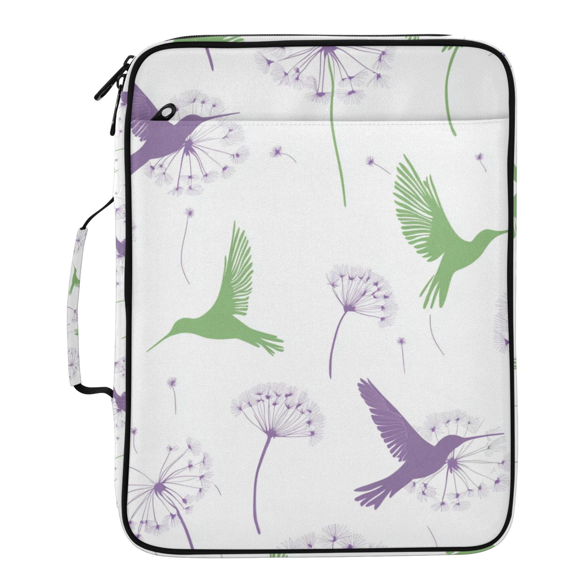 FORMRS Accordion File Folder A4 Size 7-Pocket Expanding Document Organizer Bag with 3 Ring Binder, Purple Birds