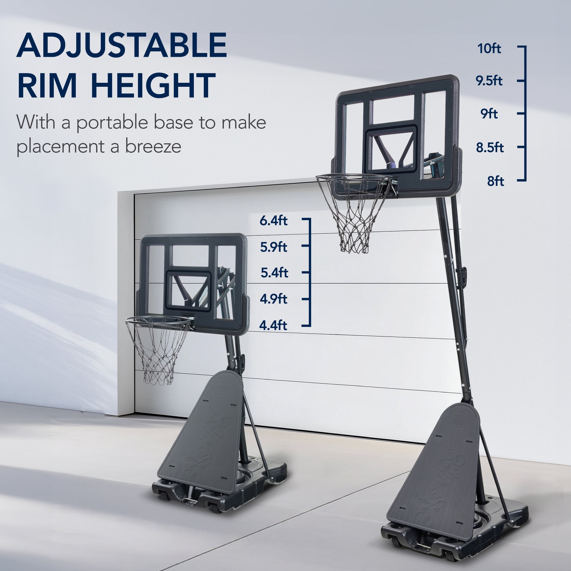 Best Choice Products Adjustable 4.4-10ft Basketball Hoop, Portable Goal w/Shatterproof Backboard, Ball Return - Charcoal