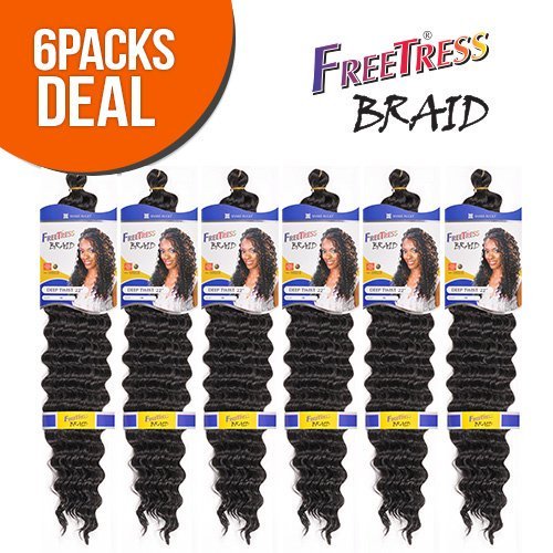 FreeTress Synthetic Hair Braids Deep Twist Bulk 22" (6-Pack, TP1B/27)