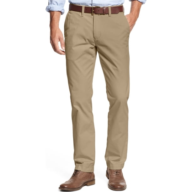 Tommy Hilfiger Mens Custom Casual Chino Pantalones, Beige, 30W x 30L