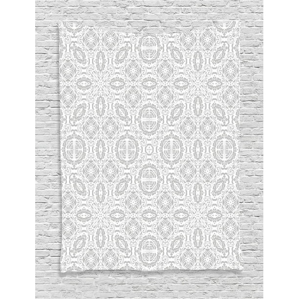 Grey Tapestry Lace Victorian Damask Antique Baroque Design With Oriental Effects Ancient Renaissance Art Wall Hanging For Bedroom Living Room Dorm Decor White By Ambesonne Walmart Com Walmart Com
