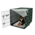 thumbnail image 2 of Flowers Dog Crate Cover, Butterflies and Flowers Springtime Nature Inspired Print Illustration, Easy to Use Pet Kennel Cover for Dogs, 35" x 23" x 27", Yellow and Petrol Blue, by Ambesonne, 2 of 6