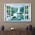 thumbnail image 2 of wall26 Canvas Print Wall Art Window View Icelandic Waterfall Forest Rapid River Wilderness Nature Photography Realism Scenic Landscape Colorful Multicolor for Living Room, Bedroom, Office - 16"x, 2 of 5