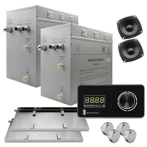 Steam Planet GH24LBX Superior Encore Plus 24 kW Self-Draining Steam Bath Generator Kit & Bluetooth Horizontal Digital Keypad, Black