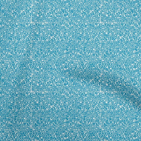oneOone Rayon Medium Blue Fabric Block Craft Projects Decor Fabric Printed By The Yard 56 Inch Wide-CK