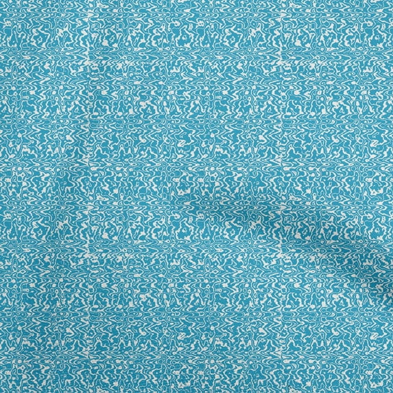 oneOone Cotton Silk Medium Blue Fabric Block Sewing Material Print Fabric By The Yard 42 Inch Wide-RS
