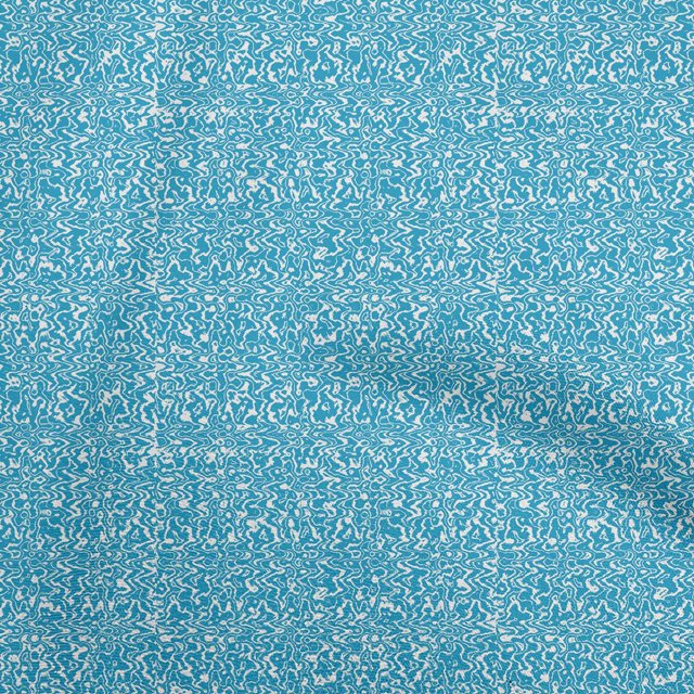 oneOone Georgette Viscose Medium Blue Fabric Block Sewing Material Print Fabric By The Yard 42 Inch Wide-PS