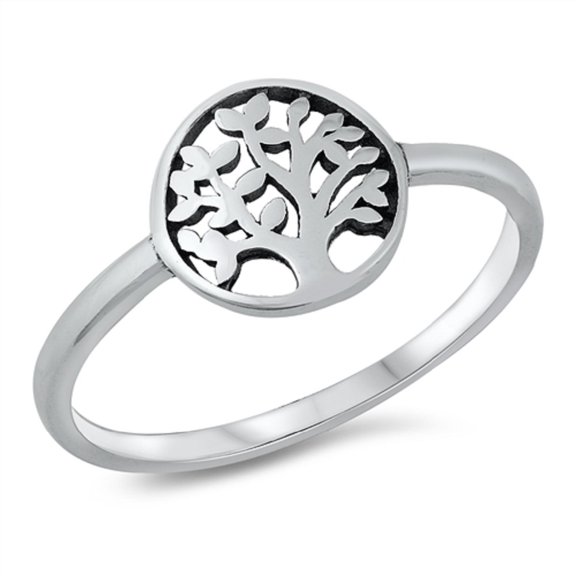 Sterling Silver Round Tree of Life Ring Size 9