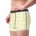 thumbnail image 4 of Balery Lemon Yellow Checkboard Men's Boxer Briefs, Soft and Breathable Cotton Underwear with nylon Waistband-Small, 4 of 9