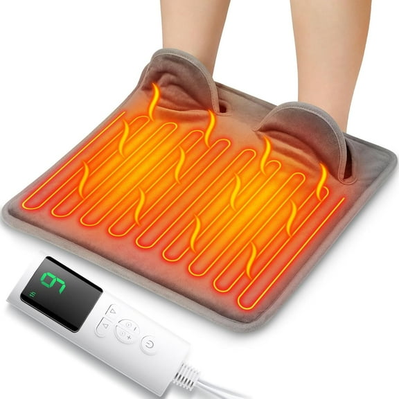 Electric Heated Foot Warmers for Men and Women, Double Sided Electric Foot Warmer, Foot Heating Pad with 9 Temperature & 4 Timer Settings, Fast Heating Technology for Office, Home, Machine Washable