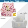 thumbnail image 3 of SCRAWLGOD Floral Print Pink Recliner Chair Cover, Washable 4-Pieces Stretch Recliner Covers for Recliner Chair Soft Durable Reclining Chair Slipcover Furniture Protector for Dogs Cats, 3 of 7