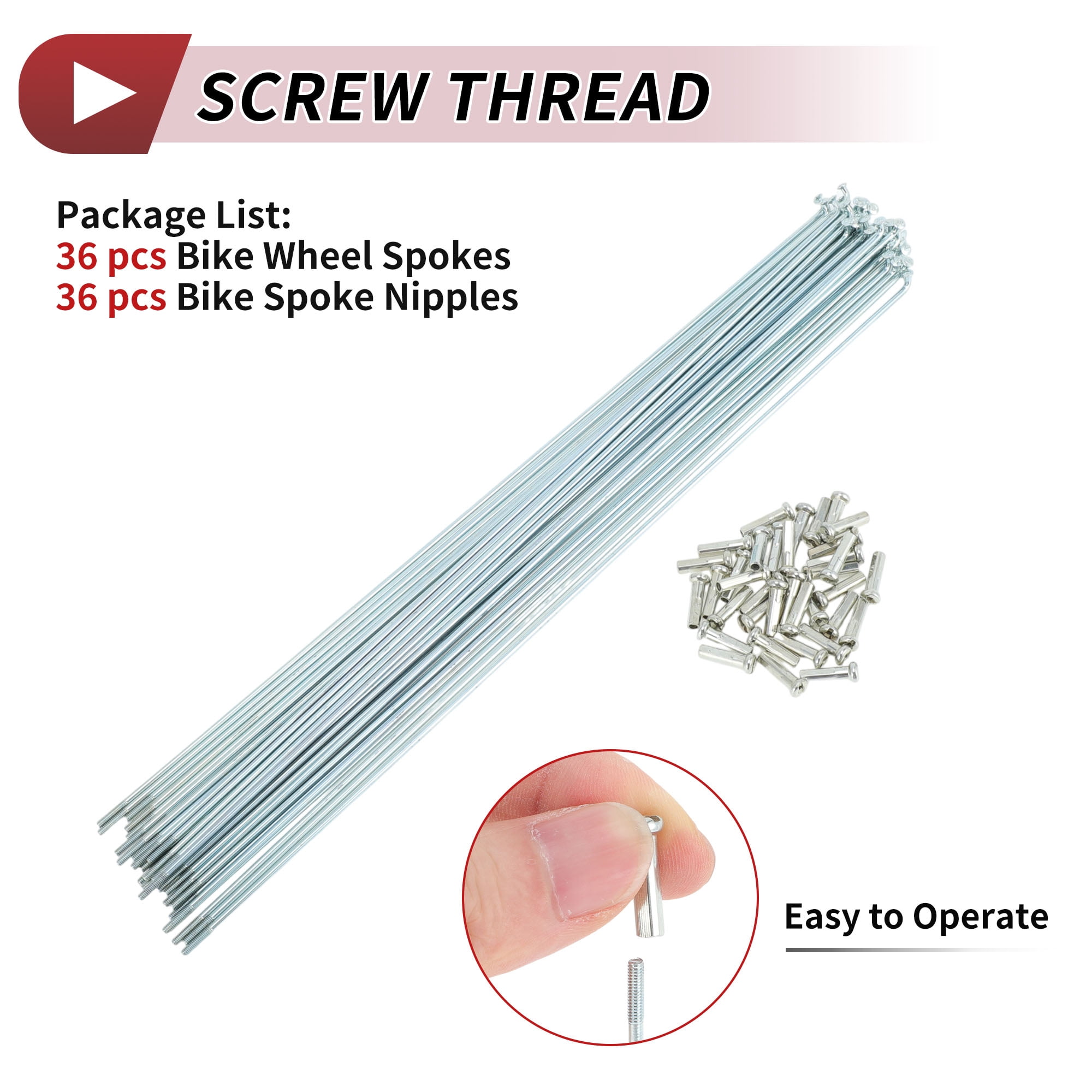 Unique Bargains 36Pcs 14G J Bend Bicycle Spokes with Nipple Silver 11.57"