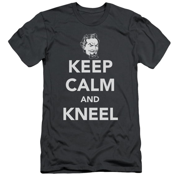 DC Comics Keep Calm And Kneel S/S Adult 30/1 T-Shirt Charcoal