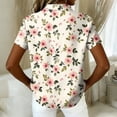 thumbnail image 5 of Women's Hawaiian Summer Cool Floral Tropic Print Beach Short Sleeve Button Up Shirt White XL, 5 of 5