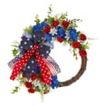 thumbnail image 2 of Patriotic Wreath for Front Door 17.7 Inch, Red White Blue Artificial Flower Decoration for 4th of July Memorial Day Independence Day, Outdoor Porch Wall Decor, 2 of 9