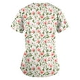 thumbnail image 4 of Scrubs for Women,V-Neck Scrub Tops with Floral Print - 2-Pocket Stretchy Scrubs with Convertible V-Neck - Pink - L, 4 of 4
