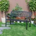 thumbnail image 1 of 50" L Metal Garden Bench Black Criss Cross Design, 1 of 3