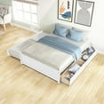 thumbnail image 4 of Full Size Platform Bed with Trundle & 2 Storage Drawers, Space Saving Bed Frame with Solid Pine Wood Slats Support, No Box Spring Needed, for Bedroom, Living Room, White, 4 of 6