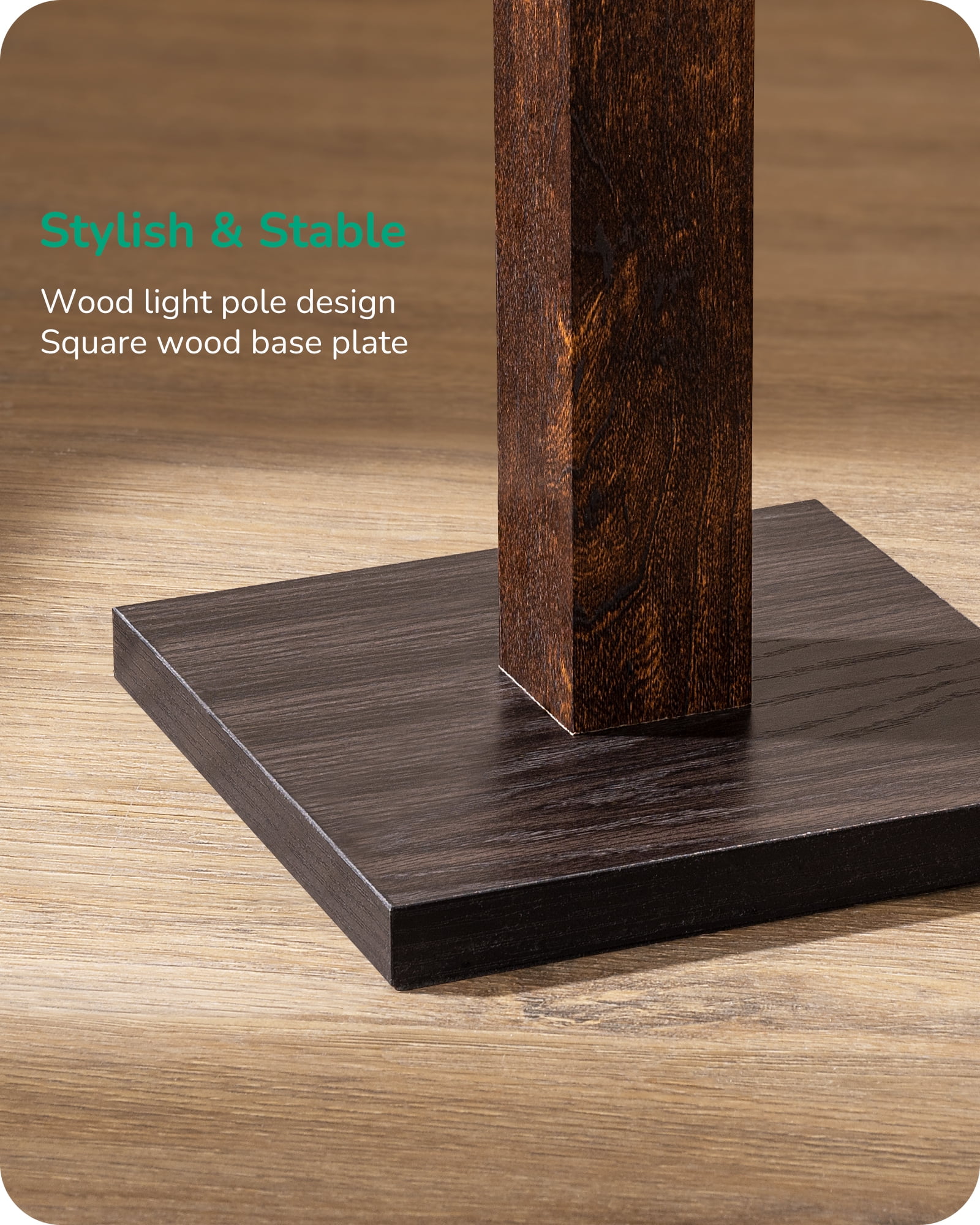 EDISHINE 48.43in Mid-Century Modern Floor Lamps with Remote for Living Room , Dimmable, 7CCT, Dark Walnut