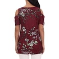thumbnail image 3 of Sonducket Camiseta de mujer Top con estampado bohemio Top con estampado en frío Blusa de manga corta con hombros descubiertos Prendas para la parte del cuerpo Vino rojo S Sonducket AP003084-01, 3 of 6