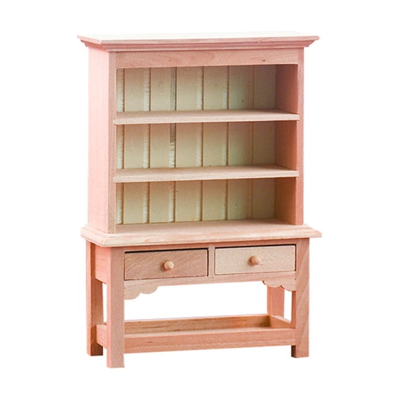 Unpainted Miniature Bookcase 1/12 Doll House Furniture Realistic Living Room Storage Shelf Scene Display Accessories
