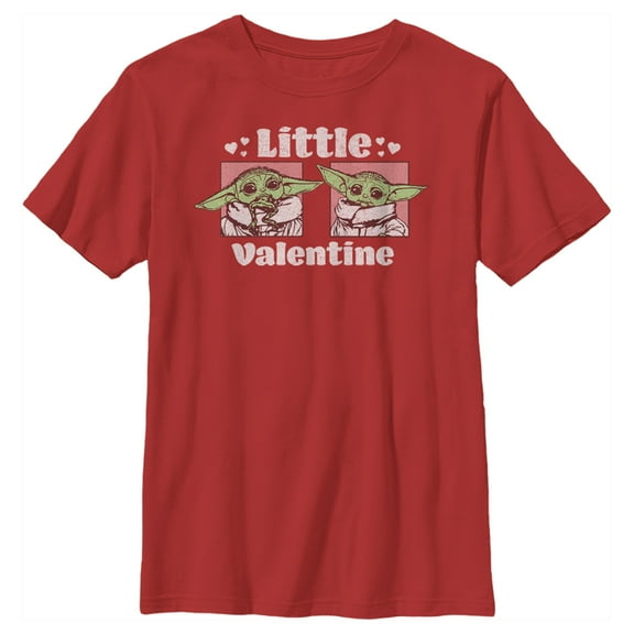 Boy's Star Wars: The Mandalorian Valentine's Day The Child Little Valentine Panels Graphic Tee Red Large