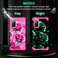 thumbnail image 2 of CASEFIV for Samsung Galaxy S20 FE 5G Case,Glow in The Dark Three Layer Heavy Duty Shockproof Protection Hard Plastic Bumper+Soft Silicone Protective Case for Women Girls,Pink Rose, 2 of 8