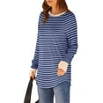 thumbnail image 4 of HAiming Womens Tunic Tops Striped Long Sleeve Round Neck Thumb Hole Shirts 2025 Fall Casual Loose Comfortable Blouse, 4 of 6