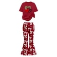 thumbnail image 4 of ZHOGXU Valentine'S Day Big Kids Girls Outfit Cute Bow Heart Print Short Sleeve Top And Flare Leg Pants Two Piece Comfortable Fashion Sets Red 12-13 Years, 4 of 5