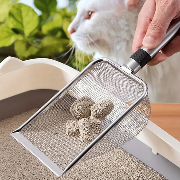 FEOLGEHLY Metal Cat Litter Scoop, Hollow Litter Scoop, Cat Poop Scooper, Cat Scooper For Litter Box, Under 5$ Cat Scooper, Pet Waste Scoop Cat Litter Scooper Pet Cleaning Tool Stainless Steel