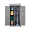 thumbnail image 4 of Outdoor Wooden Storage Shed with Metal Top Tall Vertical Tool Cabinet for Backyard Garden Patio Lawn, 4 of 14