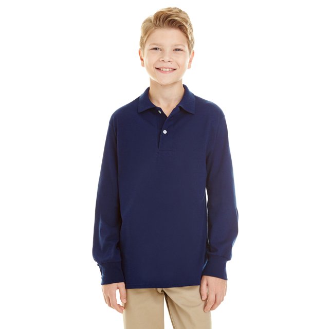 Camiseta polo de manga larga SpotShield™ Jerzees para jóvenes J NAVY S