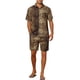 thumbnail image 2 of Camisas impresas de animales INSPIRE CHIC para hombres, conjunto de 2 piezas de manga corta hawaiana, atuendo de verano XL marrón, 2 of 4