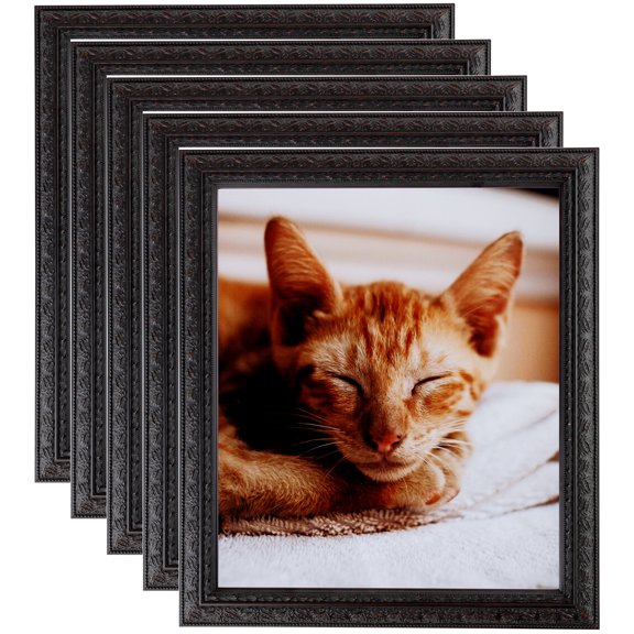 ArtToFrames 12" x 12" Plum Victorian Emboss Picture Frame, 12x12 inch Brown Wood Poster Frame (WOM-5080), 5 Pack