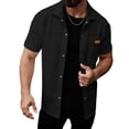 thumbnail image 5 of Western Shirts for Men Short Sleeve Waffle Pearl Snap Shirts for Men Button Up Shirt Cowboy Casual Work Shirt Size 3XL Black, 5 of 5