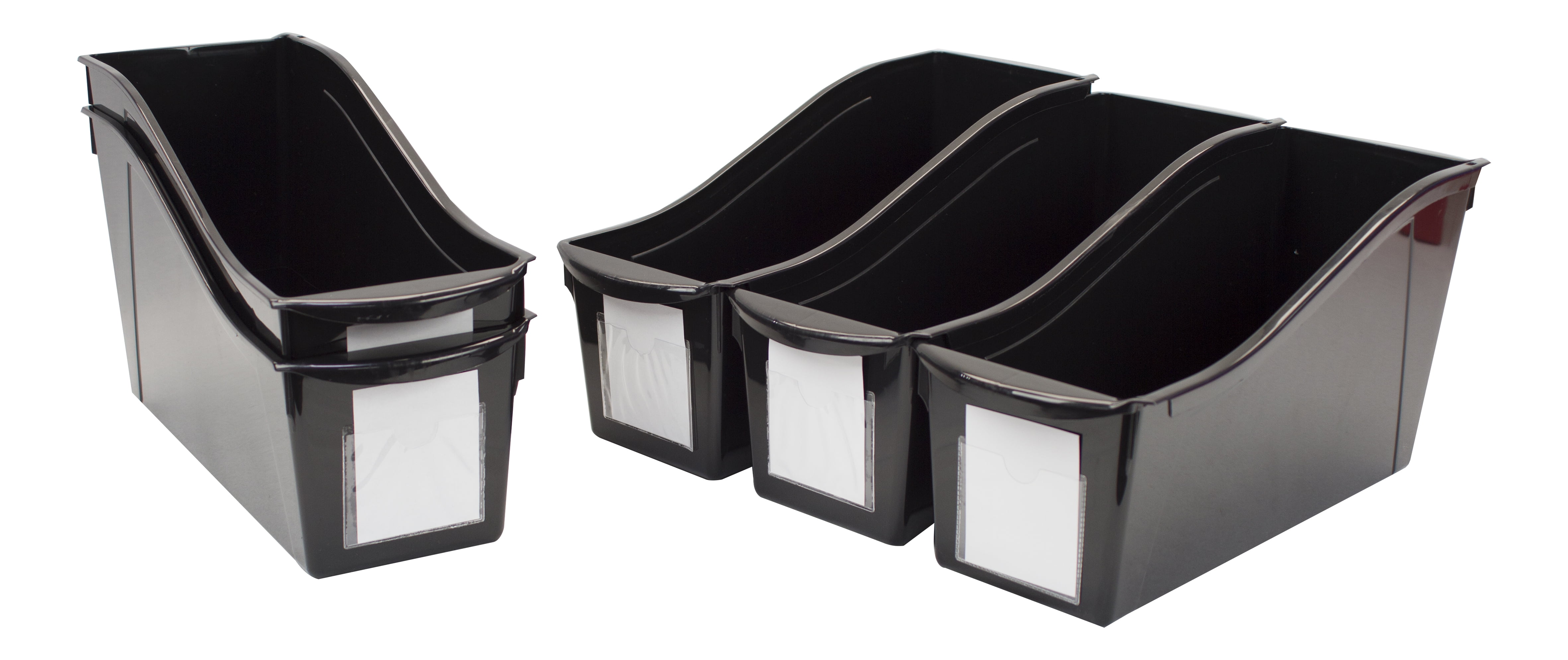 Storex Large Book Bins, Set of 5, Black