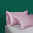 thumbnail image 4 of Godom 2Pcs Homeware Silk Pillow Cases Silk Double Pillowcase, Pink, 4 of 6