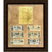 Texas Map and Money | Framed Historic Texas Map and Currency in Double Mat | 29L X 25W" Inches