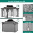 thumbnail image 6 of Twister.CK 10x10ft Gazebo, Hardtop Double Roof Canopy with Netting and Curtains, Outdoor Galvanized Iron Aluminum Frame Garden Tent for Patio, Backyard, Deck, Lawns, Gray, 6 of 7