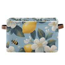 Yayeee Canvas Storage Basket with Handles for Shelves Fabric Bins Closet Organizer, Lemon Pattern