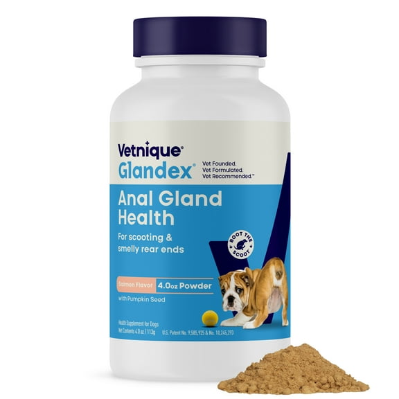 Vetnique Glandex for Dogs Anal Gland & Digestive Support Powder, Vegan Salmon, 4 oz
