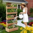 thumbnail image 2 of 5 Tier Vertical Wooden Raised Garden Bed, Standing Planter Box Garden Tower for Herbs Vegetables Indoor Outdoor, 2 of 7