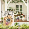 thumbnail image 2 of Bandera de jardín Golden Retriever de 30 x 45 cm, doble cara, con texto "La vida es mejor con perros"., 2 of 5
