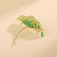 thumbnail image 4 of Yesbay Women Brooch Lotus Leaf Shape Water Drop Enamel Anti-slip Shoulder Bag Suit Coat Collar Hat Clothes Anti-exposure Pin Party Prom Bride Garment Jewelry, 4 of 7