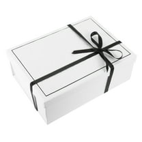 WRITWAA Durable White Cardboard Foldable Gift Box with Lid and Ribbon for Weddings Birthdays Baby Showers 10 x 10 x 4 inches
