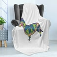 thumbnail image 4 of Dachshund Soft Flannel Fleece Throw Blanket, Colorful Small Puppy Silhouette with Floral Composition Pattern Lily Blossom, Cozy Plush for Indoor and Outdoor Use, 60" x 80", Multicolor, by Ambesonne, 4 of 5