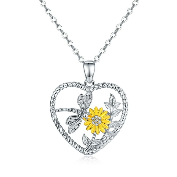 Coachuhhar Sunflower Necklaces 925 Sterling Silver Pendant Necklace You Are My Sunshine Sunflower Jewelry Gifts For Women and Men