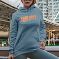 thumbnail image 2 of Swimming, Swimmer Themed, Groovy Retro Wavy Text Merch Gift, Light Blue Hooded Sweatshirt or Hoodie, Small, 2 of 5